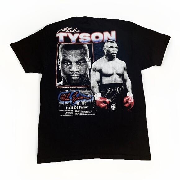 Vintage Mike Tyson Graphic T-Shirt Black Large 21x28 Boxing Legend Tee - Picture 4 of 4